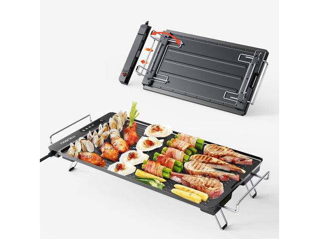 Electric Griddle with Removable Touch Panel, IPX9 Waterproof, Dishwasher-Safe, 1300W Fast Heating in 10S, 18x10' Die-Cast Nonstick Plate, Foldable...