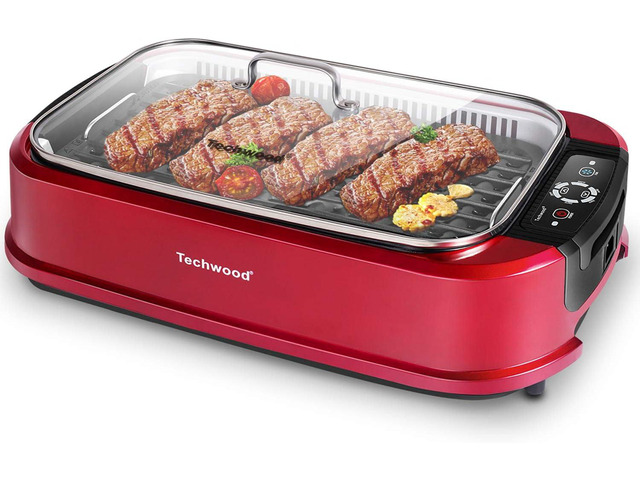 Smokeless Indoor Grill, Techwood 1500W Electric Grill Portable Korean Grill Non-Stick Grill Plates with Temperature Control, Removable Drip Tray,...