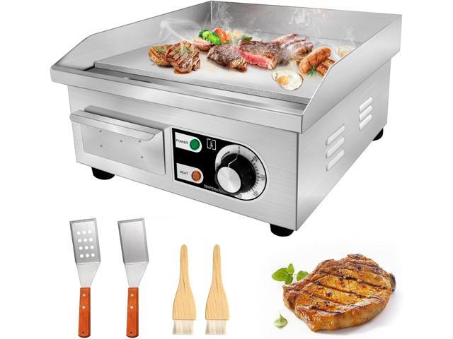 14' Commercial Electric Griddle,Electric Countertop Flat Top Griddle,110V 1500W Electric Flat Top Grill,Non-Stick Restaurant Teppanyaki Stainless.