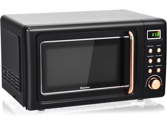 COSTWAY Retro Countertop Microwave Oven, 0.7Cu.ft, 700-Watt, High Energy Efficiency, 5 Micro Power, Delayed Start Function, with Glass Turntable &.