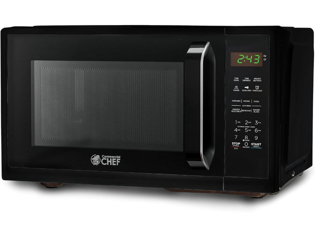 COMMERCIAL CHEF 0.9 Cubic Foot Microwave with 10 Power Levels, Small Microwave with Grip Handle, 900W Countertop Microwave with Digital Display,...