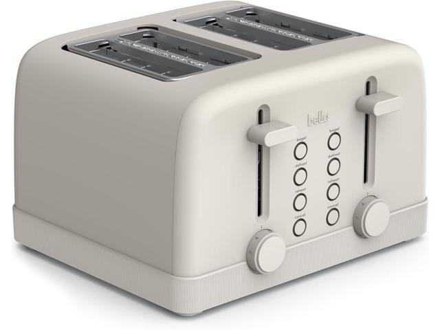 bella 4 Slice Toaster, 6 Setting Shade Control with Reheat & Cancel Buttons, Removable Crumb Tray, Anti Jam & Auto Shutoff, 900 Watt, Oatmilk