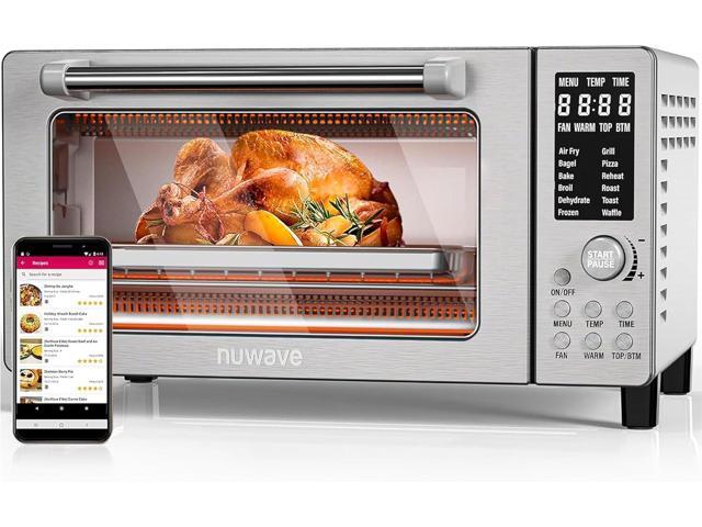Nuwave Bravo Air Fryer Toaster Smart Oven, 10-in-1 Countertop Convection, 1800 Watts, 21-Qt Capacity, 50°-450°F Temp Controls, Top and Bottom.