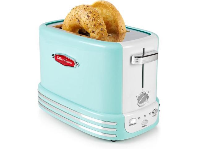 Nostalgia New and Improved Wide 2-Slice Toaster Perfect For Bread, English Muffins, Bagels, 5 Browning Levels, With Crumb Tray & Cord Storage, Aqua
