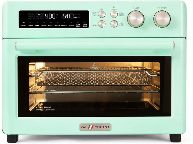 Retro Style Infrared Heating Air Fryer Toaster Oven, Extra Large Countertop Convection Oven 10-in-1 Combo, 6-Slice Toast, Enamel Baking Pan Easy...