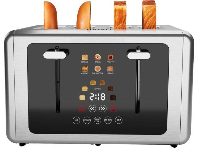 whall 4 Slice Touch Screen Toaster, Stainless Steel Toasters Digital Timer, Dual Control Panel Toasters6 Shade Settings6 Bread Types, Smart Wide.