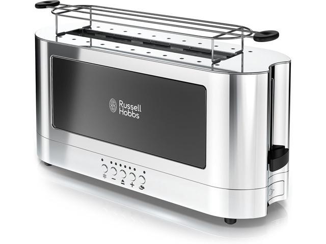 Russell Hobbs 2-Slice Glass Accent Long Toaster, Black & Stainless Steel, TRL9300BKR