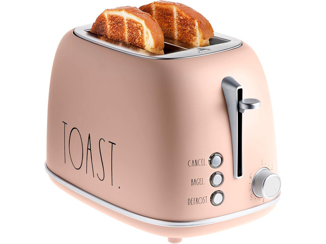 Rae Dunn Retro Rounded Bread Toaster, 2 Slice Stainless Steel Toaster with Removable Crumb Tray, Wide Slot with 6 Browning Levels, Bagel, Defrost...