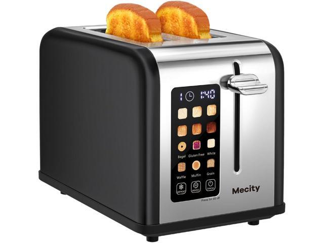 Mecity 2 Slice Touch Screen Toaster, 1.5' Wide Slot, Stainless Steel Smart Toaster for Bagels, Muffins, Waffles, Gluten-Free Breads, Defrost,.