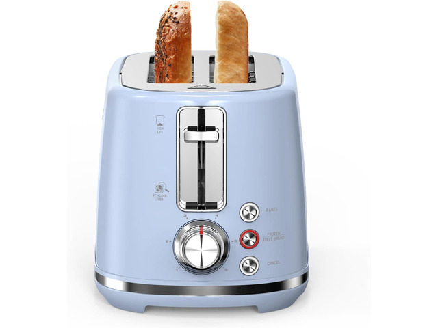 2 Slice Toaster with 1.5' Extra Wide Slots & Removable Crumb Tray 6 Browning Options, Auto Shut Off & Frozen Function, Toast Fruit Bread, Bagel &...