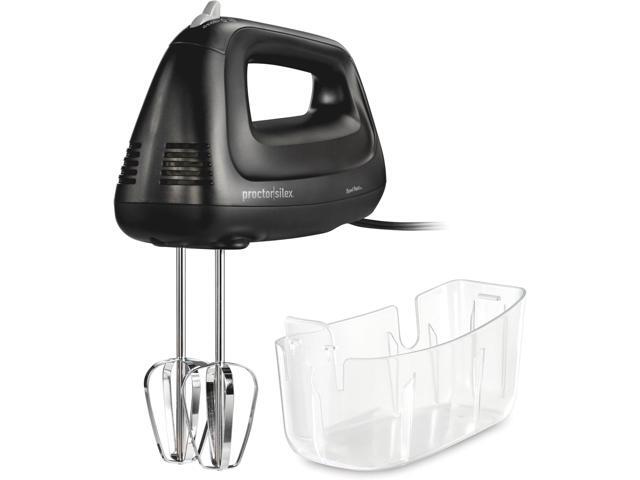 Proctor Silex Easy Mix 5-Speed Electric Hand Mixer with Bowl Rest, Compact and Lightweight, 215 Watts of Peak Power, Storage Case, Black (62512)