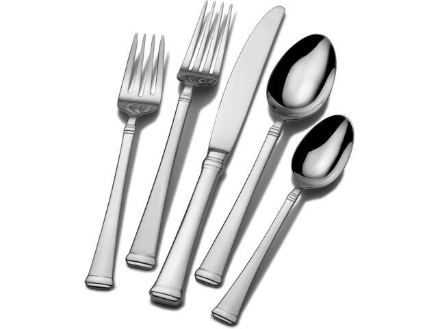 Mikasa Harmony 65-Piece Flatware Set for 12, 18/10 Stainless Steel Silverware with Forks, Knives, Spoons, and Serving Utensils, Elegant Design