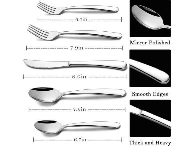 HaWare Heavy Duty Silverware Set, 45 Pieces Stainless Steel Flatware with Serving Utensils, Weight Tableware for 8, Modern Cutlery for Home,...