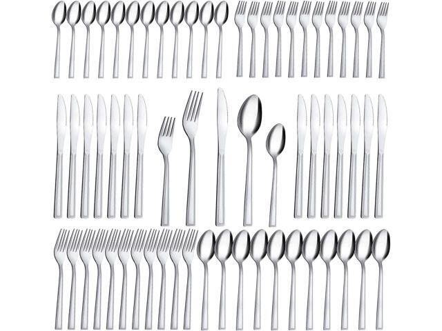 Silverware Set, Hunnycook 60-piece Silverware Set for 12, Stainless Steel Flatware Set, Include Fork Knife Spoon Set, Mirror Polished, Dishwasher.