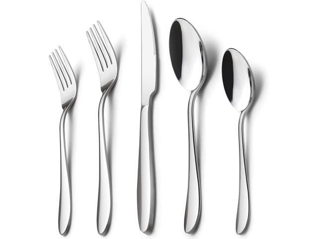 HaWare 40-Piece Silverware Set, Stainless Steel Flatware Service for 8, Modern Tableware Cutlery for Home, Elegant Eating Utensils Include.