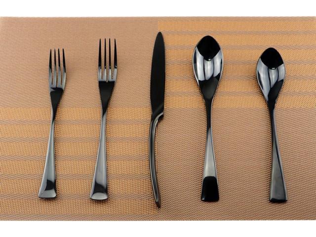 Mirror Polishing Black 18/10 Stainless Steel, 20-Piece Flatware Silverware Set Service for 4 Stainless Steel Cutlery Include Knife Fork Spoon.