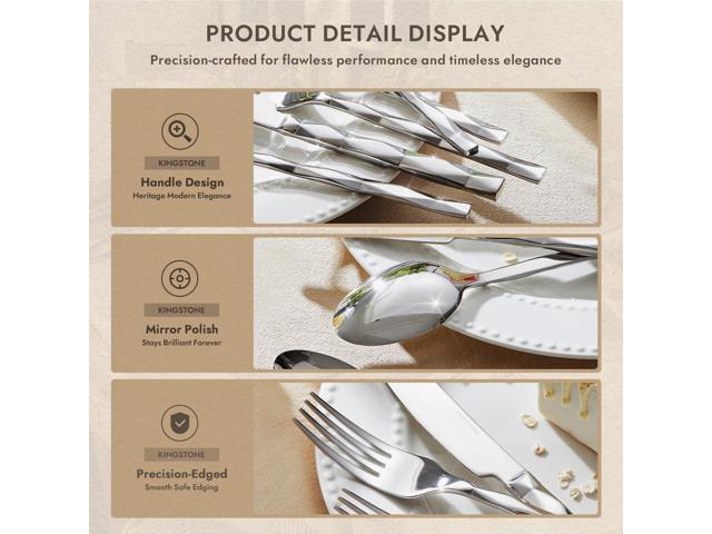 KINGSTONE Silverware Set, Luxury 20 Piece Flatware Set for 4, 18/10 Stainless Steel Cutlery Set with Diamond Cut Pattern for Kitchen, Home,...