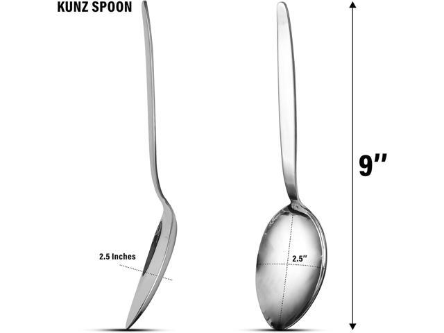 Kunz Regular Spoon 9 inch 2.5 Tbsp18/10 Stainless Steel Chef Spoon Basting Quenelle Cooking Plating Dinner Serving Spoons