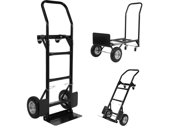 2 in 1 Convertible Hand Truck and Cart, Utility Dolly Platform Cart with Telescoping Handle 4 Wheels, 220 LB Heavy Duty Hand Cart for Luggage,...