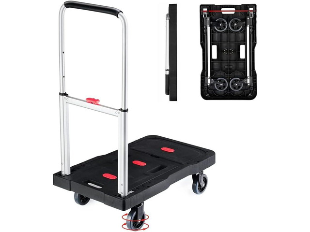 Folding Hand Truck Platform Truck 330 Lbs Heavy Duty Dolly Cart with Wheels, Fully Folded Push Cart, Portable Trolley Utility Cart for Easy...