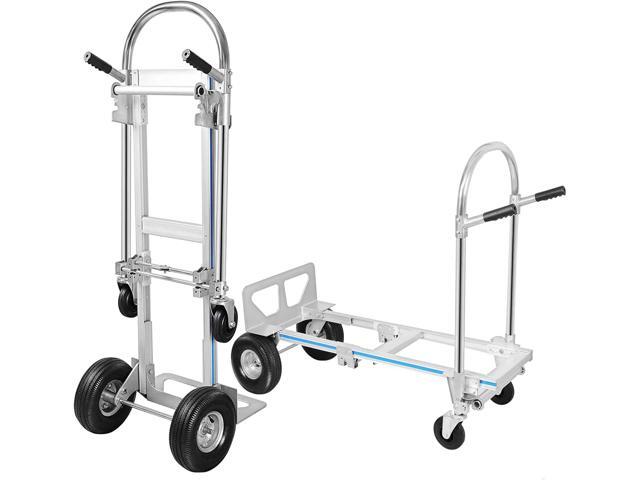 2 in 1 Aluminum Hand Truck, Industrial Convertible Hand Truck and Dolly 1000 LBS Capacity, Heavy Duty Hand Truck Flatform Cart with 10' Hi Tech.