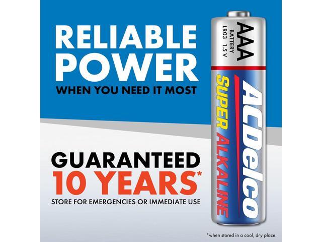 ACDelco 100-Count Triple AAA Batteries, Maximum Power Super Alkaline Battery, 10-Year Shelf Life, Reclosable Packaging