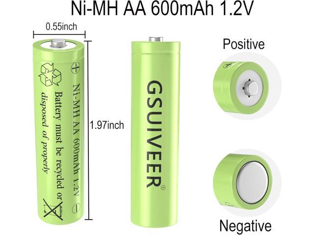 1.2V Ni-Mh AA 600mAh Rechargeable Batteries for Outdoor Solar Garden Lights (16 Pack AA)