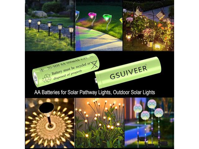 1.2V Ni-Mh AA 600mAh Rechargeable Batteries for Outdoor Solar Garden Lights (16 Pack AA)