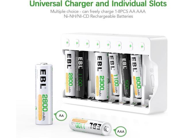 EBL Rechargeable AAA Batteries 8 Pack, Triple AAA Batteries 1100mAh High Capacity, 1200 Recharge Cycles, Pre-Charged 1.2V NiMH AAA Battery with...