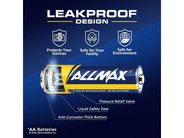 Allmax AA Maximum Power Alkaline Double A Batteries (600 Count Wholesale Pack / 6 Boxes of 100) Ultra Long-Lasting, Leakproof Design, 10-Year...