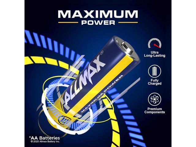 Allmax AA Maximum Power Alkaline Double A Batteries (600 Count Wholesale Pack / 6 Boxes of 100) Ultra Long-Lasting, Leakproof Design, 10-Year...
