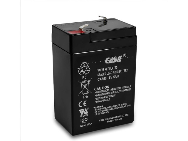 Casil CA645 6V 4.5Ah SLA/AGM Sealed Lead Acid Rechargeable Maintenance-Free Battery F1 Terminal