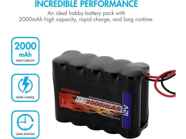 Tenergy NiMH Battery Pack 12V 2000mAh High Capacity Rechargeable Battery w/Bare Leads Replacement Battery Pack for DIY, Medical Equipments, LED...