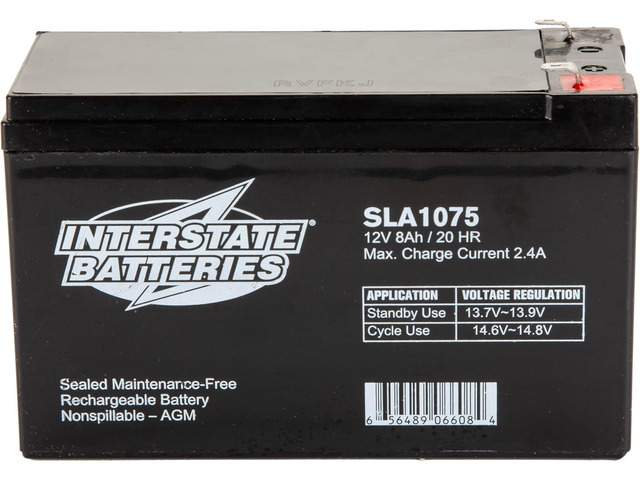 Interstate Batteries 12V 8Ah Battery (SLA1075) Sealed Lead Acid Rechargeable SLA AGM (F1 Terminal) Wireless Internet UPS Systems, FIOS, SP12-7