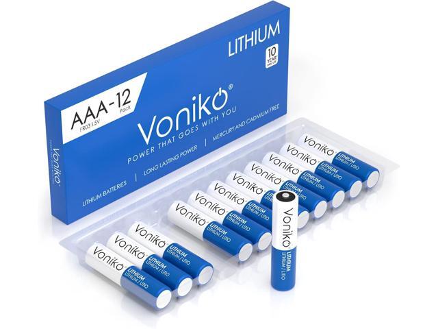 Voniko AAA Lithium Batteries, 12 Pack 1.5V 1250mah Lithium AAA BatteriesHigh Performance Triple AAA Long Lasting Battery for Flashlight, Toys,...