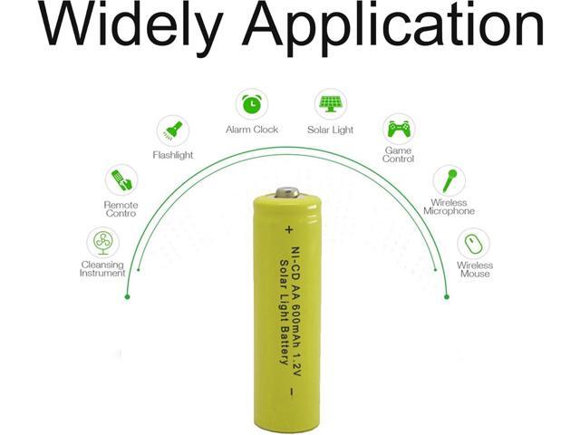 GEILIENERGY Solar Light Batteries AA Ni-Cd AA 600mAh 1.2V Rechargeable Batteries AA Rechargeable Batteries for Solar Lights Solar Lamp(Pack of 12)