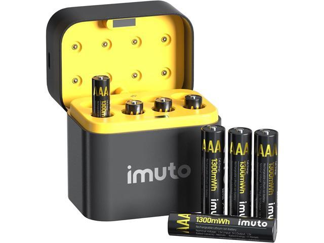 imuto Rechargeable AAA Batteries Lithium 8 Pack with Fast Charger,1300mWh 1.5V Output Triple a Lithium Batteries 1600 Cycles Long Lasting AAA...
