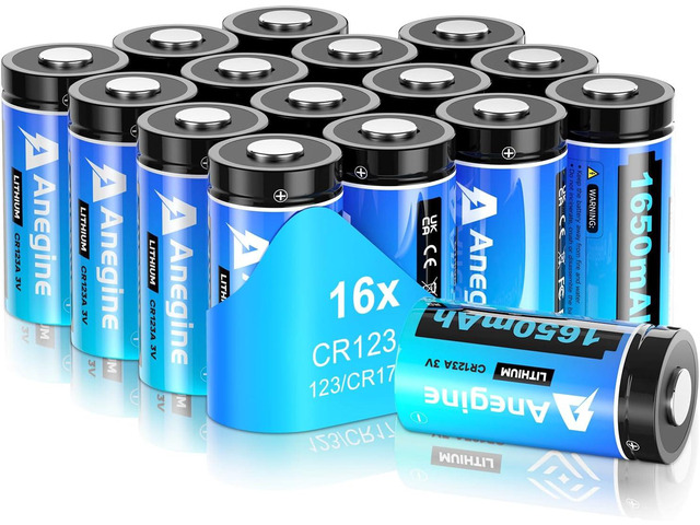 CR123A 3V Lithium Battery 1650mAh, 123A Lithium Batteries 10 Years Shelf Life CR123 3 Volt High Power CR17345 CR17335 Non-Rechargeable ...