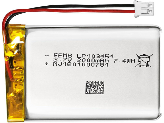EEMB 3.7V Lithium Polymer Battery 2000mAh 103454 Lipo Rechargeable Battery Pack with Wire JST Connector for Speaker and Wireless Device- Confirm...
