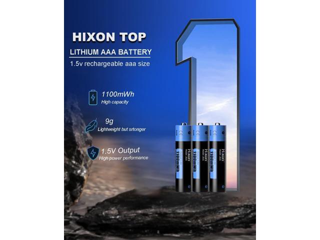 Hixon Lithium AAA Batteries12 Pack with AAA to AA Converter,1100mWh 1.5V Rechargeable Triple a Li-ion Battery 1600 Cycles Long Lasting Low Self...