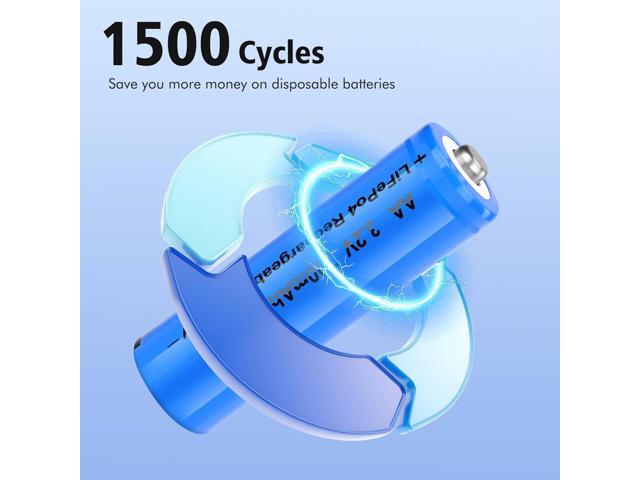 3.2v AA LiFePo4 Rechargeable Solar Battery 700mAh Low Self-Discharge for Solar Lights, Wall Lantern, Solar Post Lights (8 Pack)