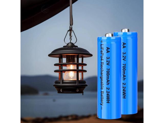3.2v AA LiFePo4 Rechargeable Solar Battery 700mAh Low Self-Discharge for Solar Lights, Wall Lantern, Solar Post Lights (8 Pack)