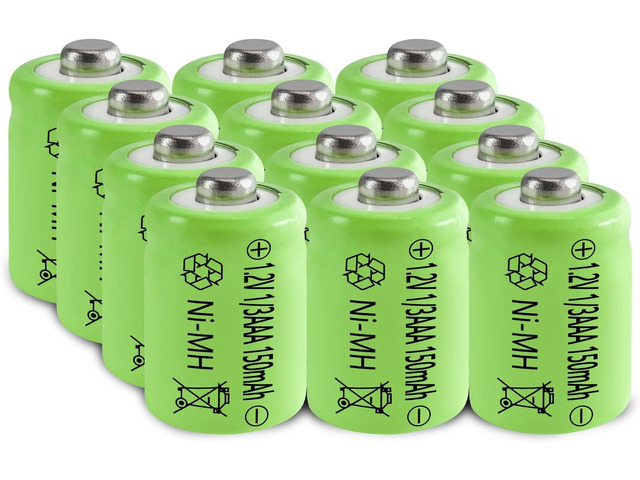 JINTION 1/3AAA 1.2V Batteries Rechargeable AAA 150mAh Button Top NiMH Battery Replacement for Solar Lights, Outdoor Garden Art Light Lamps, 12 Pack