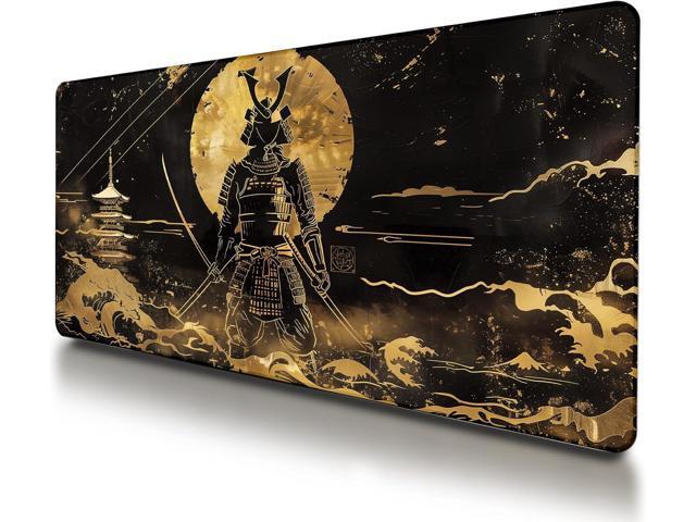 VNDL Large Japanese Black and Gold Gaming Mouse Pad, Sea Waves, Premium Non-Slip Anime Desk Pad for Office, Extended XL XXL Mouse Mat and Laptop.
