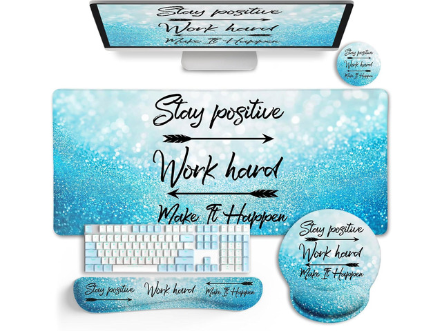 Desk Mat Pad, XXL Large Gaming Mouse Pad with Wrist Rest Wrist Support, Ergonomic Mouse Pad, Keyboard Wrist Rest, Coaster, Home Office Desk...