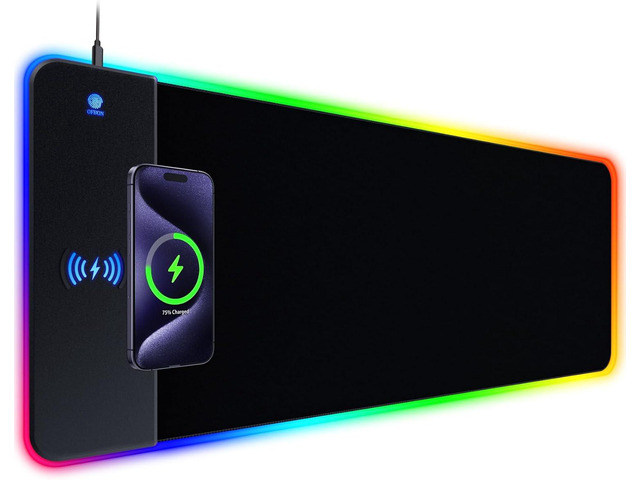 RGB Gaming Mouse Pad With 15W Wireless Charging, Extra Large LED Mousepad, 14 Light Modes, XXL Size, Ergonomic Computer Pad, Non-Slip Rubber Base...