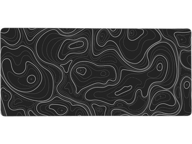 Large Gaming Mouse Pad Black Topographic Contour Mouse Pad with Stitched Edges & Nonslip Rubber Base Extended XXL Long Mousepad Big Desk Mat for...