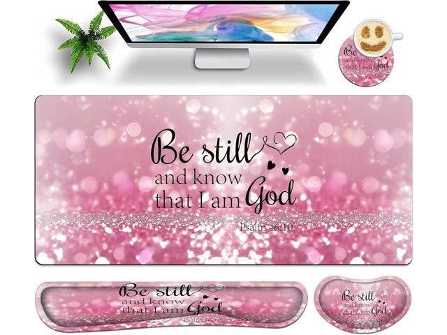 Large Gaming Mouse Pad Set 35.4 x 15.7 with Keyboard Wrist Rest, Wrist Support, and Coaster Memory Foam Smooth Desk Pad Mousepad for Home Office.