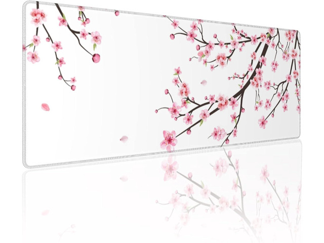 Gaming Mouse Pad Blossom Cherry Flower Pink Ethnic for Desk Keyboard Laptop Non-Slip Rubber Base Large XXL Mousepad with Stitched Edges Game Work...