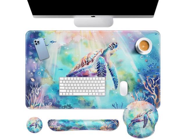 Britimes Keyboard Mouse Pad Set 4in1 Large Mousepad+Keyboard Wrist Rest+Mouse Wrist Rest+Coaster Set with Ergonomic Design for Home Office Computer.